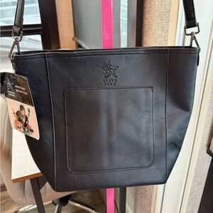 Black Leatherette Shoulder Tote